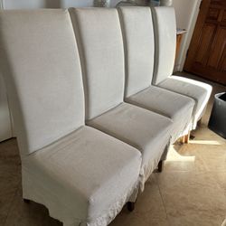 Quality 4 Parsons Chairs With Linen Weave Custom Fitted Covers