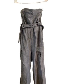 Stylish Gray Strapless Romper with Belt