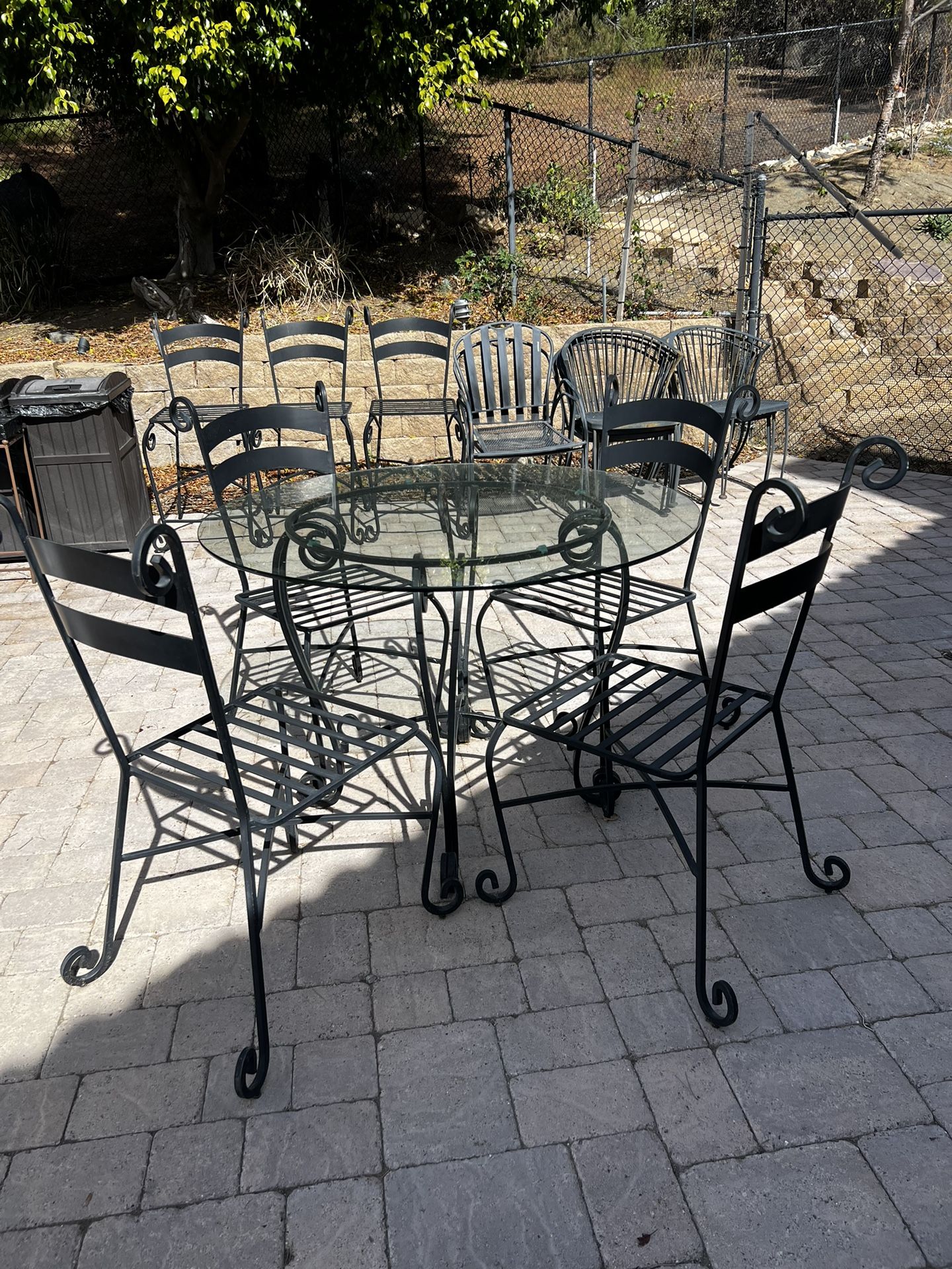 Wrought Iron Chairs and Round Table