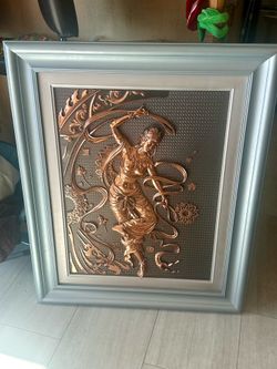 3D Embossed Dancing Goddess Large Wall Art – Faux Copper Metal Finish