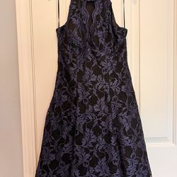 Glitter-Lace Keyhole Halter Dress