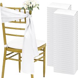 fani 100PCS Satin Chair Sashes, Bows Designed ChairSashes, 7x78 inch Chair Sashes for Aisle Decorations Universal Chairs Cover Decoration for Wedding 