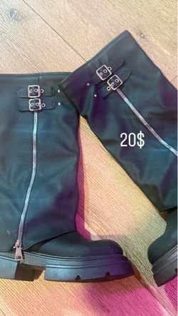 Black Knee-High Moto Boots