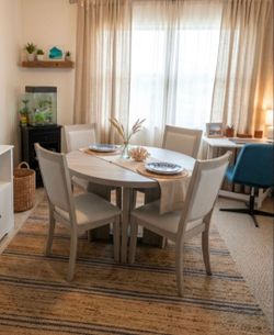 Round grey color Solid wooden Table set