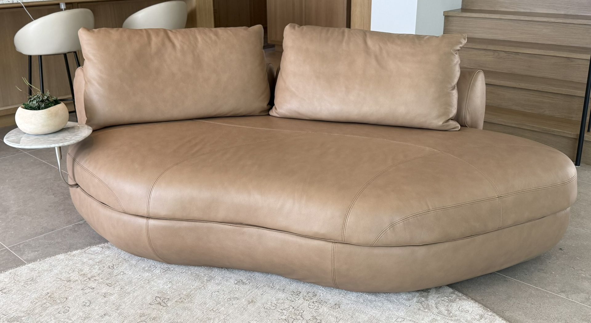 King Living Aura Island Sofa With Back Cushions In Custom Leather