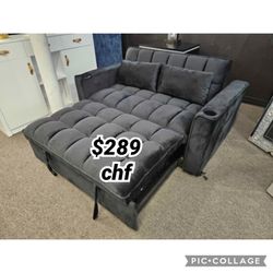 Black Velvet Loveseat Pull Out Sofa Bed 