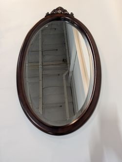Bombay Oval Wall Mirror with Carved Wood Crest