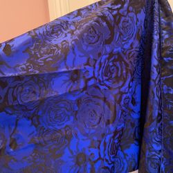 Royal Blue And Black Italian Silk Shawl