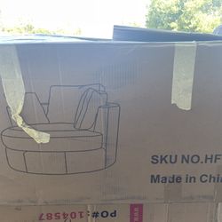 Beige Linen Swivel Accent Barrel Chair