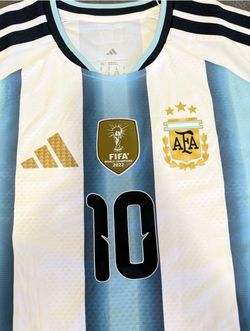 Adidas  Argentina MESSI #10 Home authentic Jersey -White & Sky Blue.  Brand New.