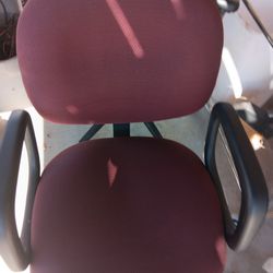 Burgundy Rolling Office Desk Adjustable Chair 