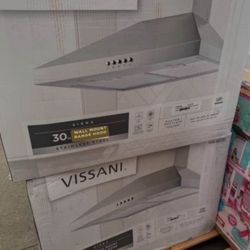 Vissani Siena 30 in. 350CFM Convertible Pyramid Wall Mount Range Hood in Stainless Steel with Charcoal Filter and LED Lighting