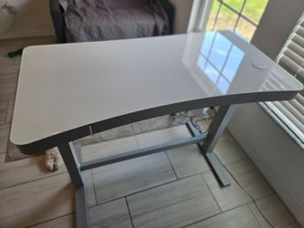 White adjustable standing desk