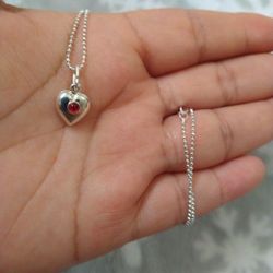 925 Sterling Silver Chain With The Pendant/Cadena Con Dije De Corazón De Plata 925