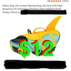 Dog Life Jacket, Ripstop Dog Life Vest with High Buoyancy for Swimming Boating, High Visibility Shark Puupy Lifesaver for Xtra Small Dogs (Xtra Small)