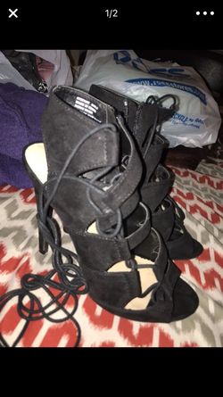Black lace up heels