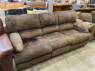 Brown Suede Electric Reclining Sofa