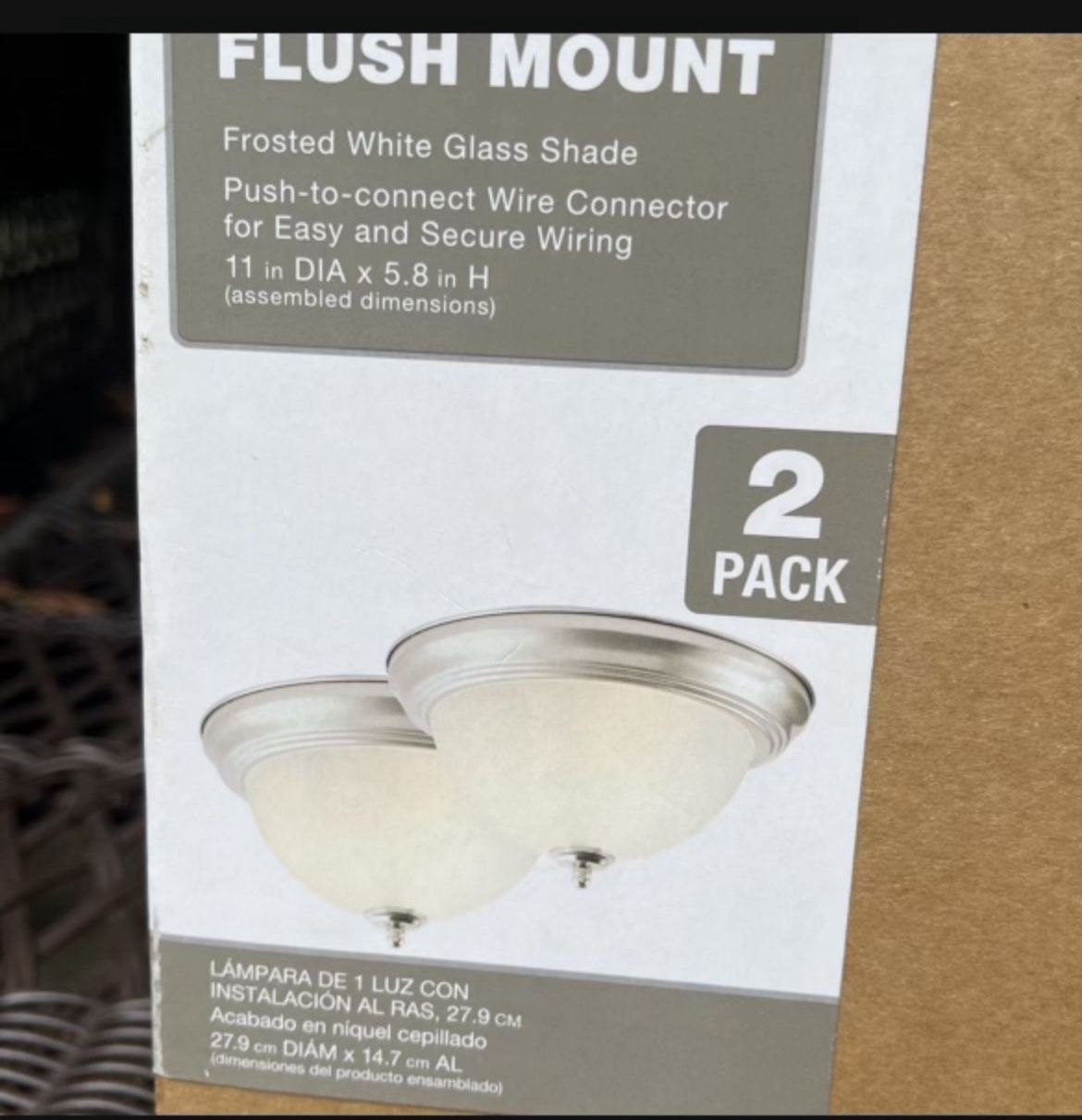 2 New Flush Mount Lights brushed nickel finish