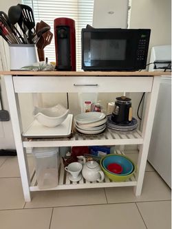 Kitchen Island/storage white and beige from Wayfair. Good condition!
