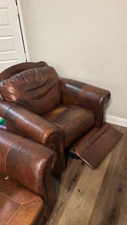Solid brown leather couches $150