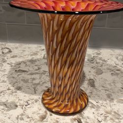 Handblown Custom Glass Vase Signed
