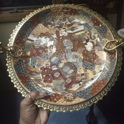 Still Available Antique Satsuma 1885 Circa Charger Plate with French plate display