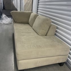 Large, Comfortable Tan Sectional With Chaise 