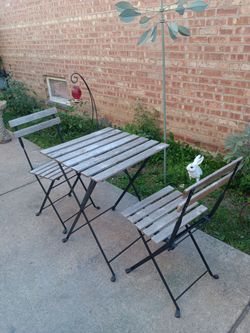 Wood & Metal Folding Bistro Set