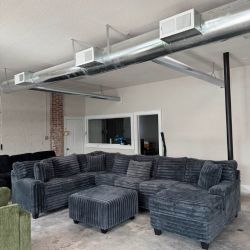 🛋️ Massive Corduroy Sectional – Gray or Black | Same Day Delivery | Financing Available