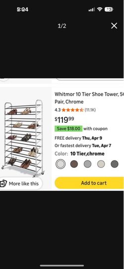 10 tiers shoe rack chrome with wheels
