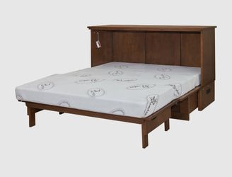 Solid birch wood queen size cabinet bed stylish cabinet by day, bed by night