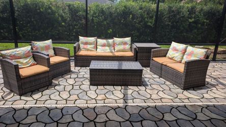 6 Piece Patio Sofa Seating with Cushions