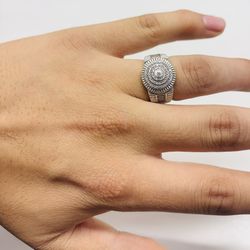 Solid 925 Silver With 18k Gold Plated Moissanite Ring