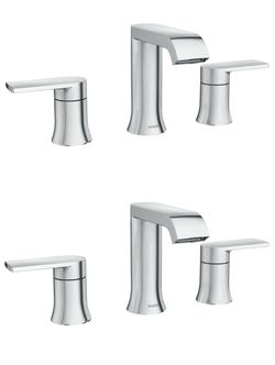 Set of 2-Moen Genta Chrome Adjustable Widespread Two-Handle Bathroom Faucet, Valve Included, 84763