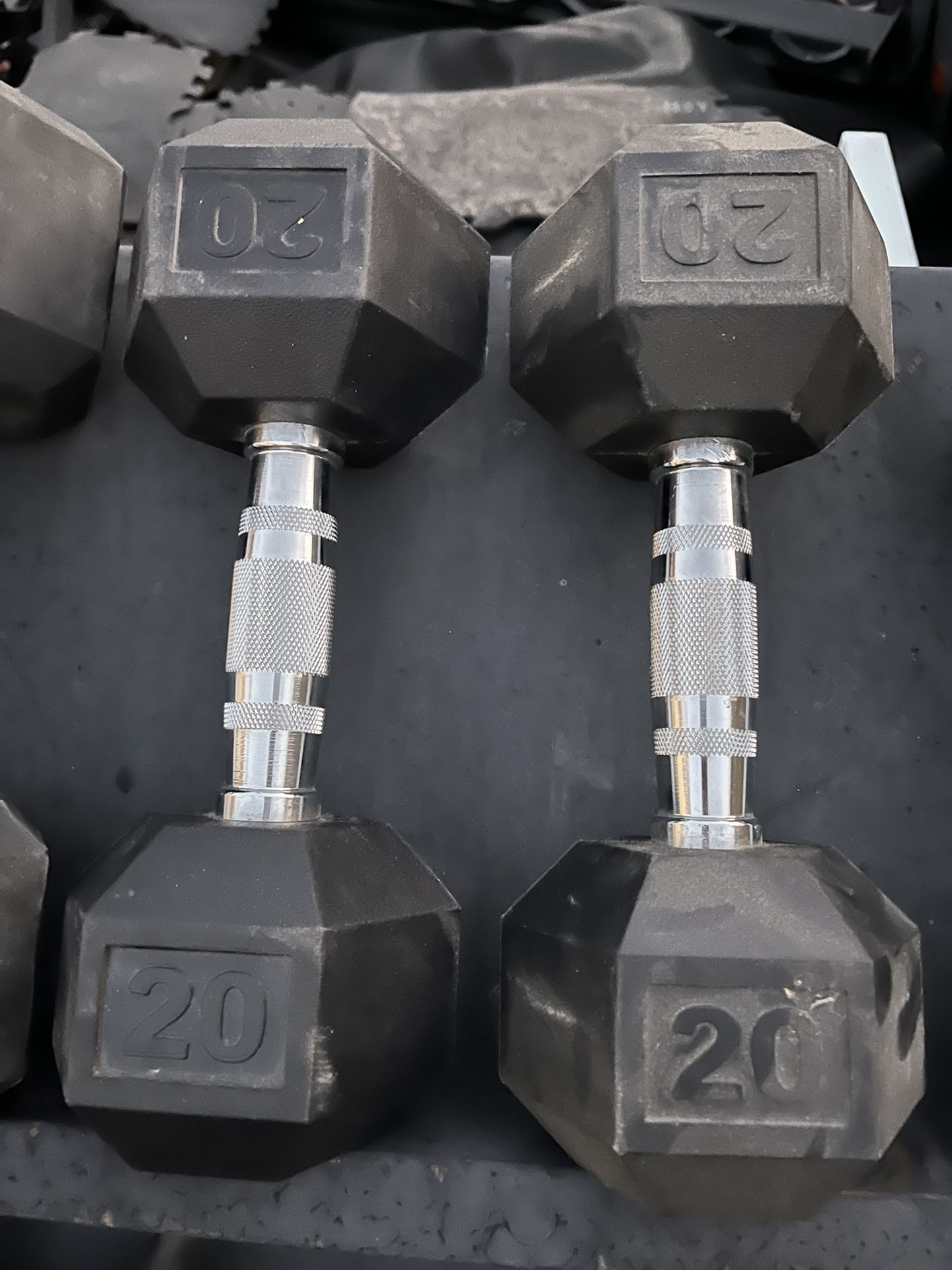 20lb Hex Rubber Dumbbell Set Weights 