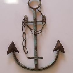 Distressed Metal Anchor Candle Holder 
