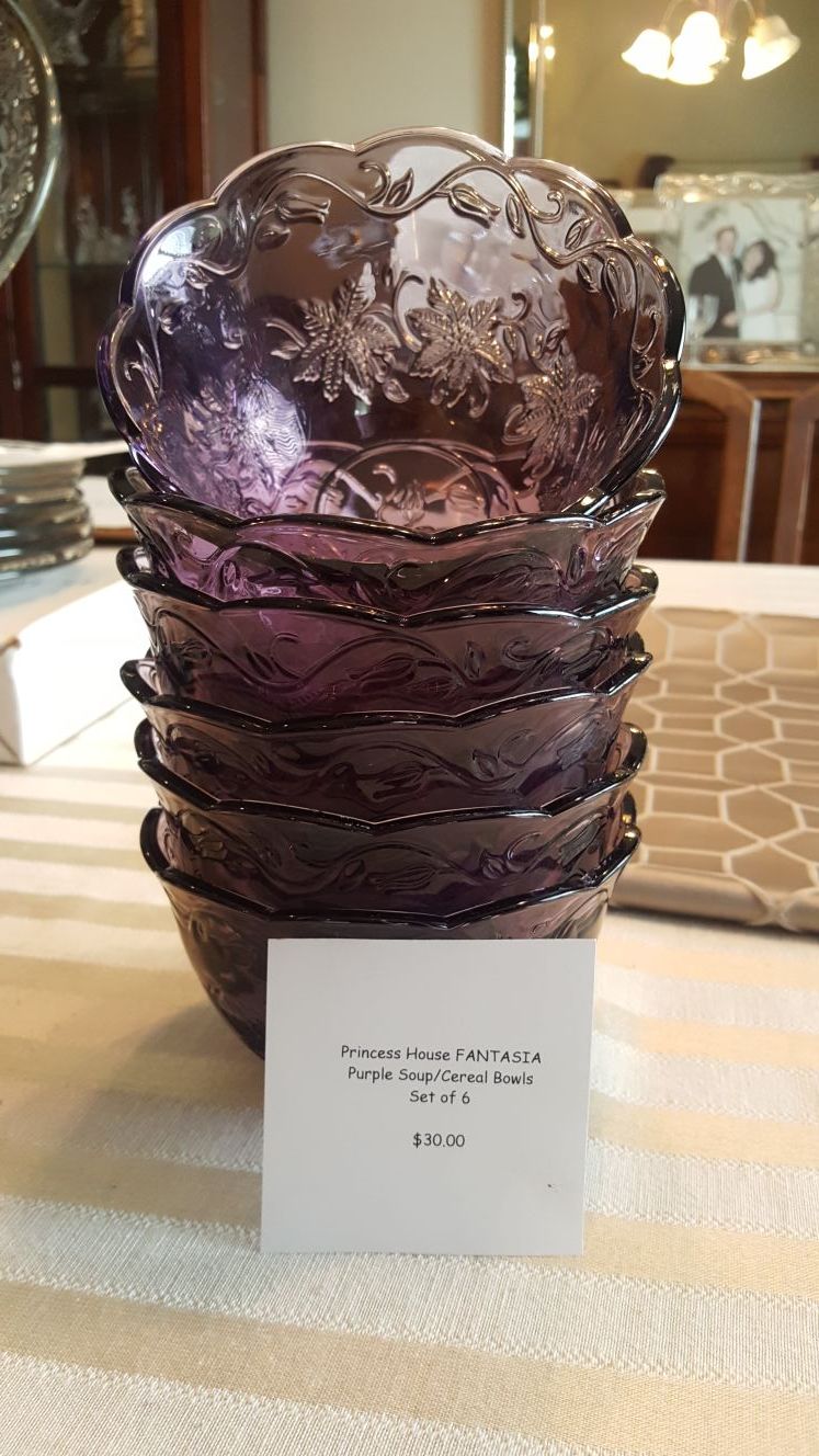 Princess House Purple Fantasia Soup/Cereal Bowls