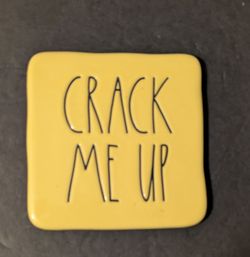 Rae Dunn Artisan Collection "Crack Me Up" Yellow Coaster