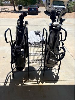 Double Golf Bag Garage Storage Organizer Rack Stand