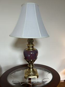 Ethan Allen Vintage Brass & Porcelain Table Lamp