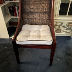 Side Chair Brown Wicker And Cushion