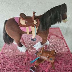 American Girl Prancing Clydesdale and Painted Pony 