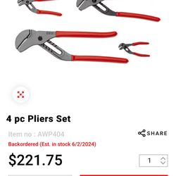 Snap On 4 Peace Pliers Set