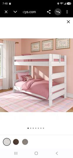 Max & Lily Bunk Bed, Twin-Over-Twin Bed Frame For Kids, Solid Wood Bunk Bed for Kids, No Box Spring Needed, White Wash