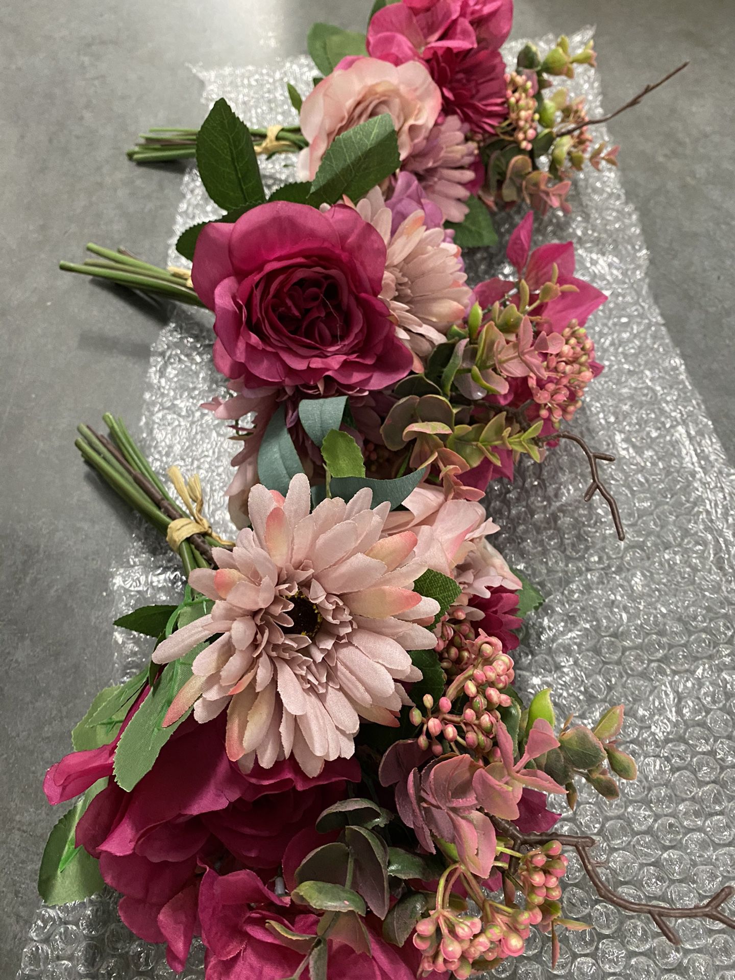 3-Bouquet Bundle Artificial Plastic Silk Flowers for Home Decor Weddings Events