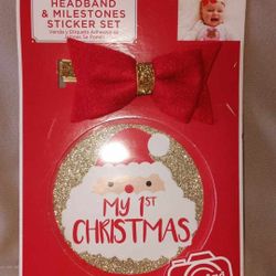 NEW "My 1st Christmas" baby headband and 4 milestones sticker set $5 FIRM