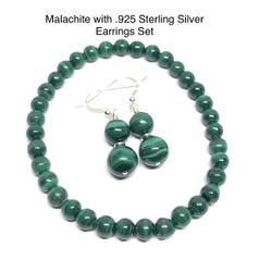 Malachite Genuine Stone Bracelet & .925 Sterling Silver Earrings from Africa