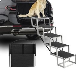 Dog Stairs for Large Dogs - 5 Step Wide 16in High 34in Foldable Dog Ramp