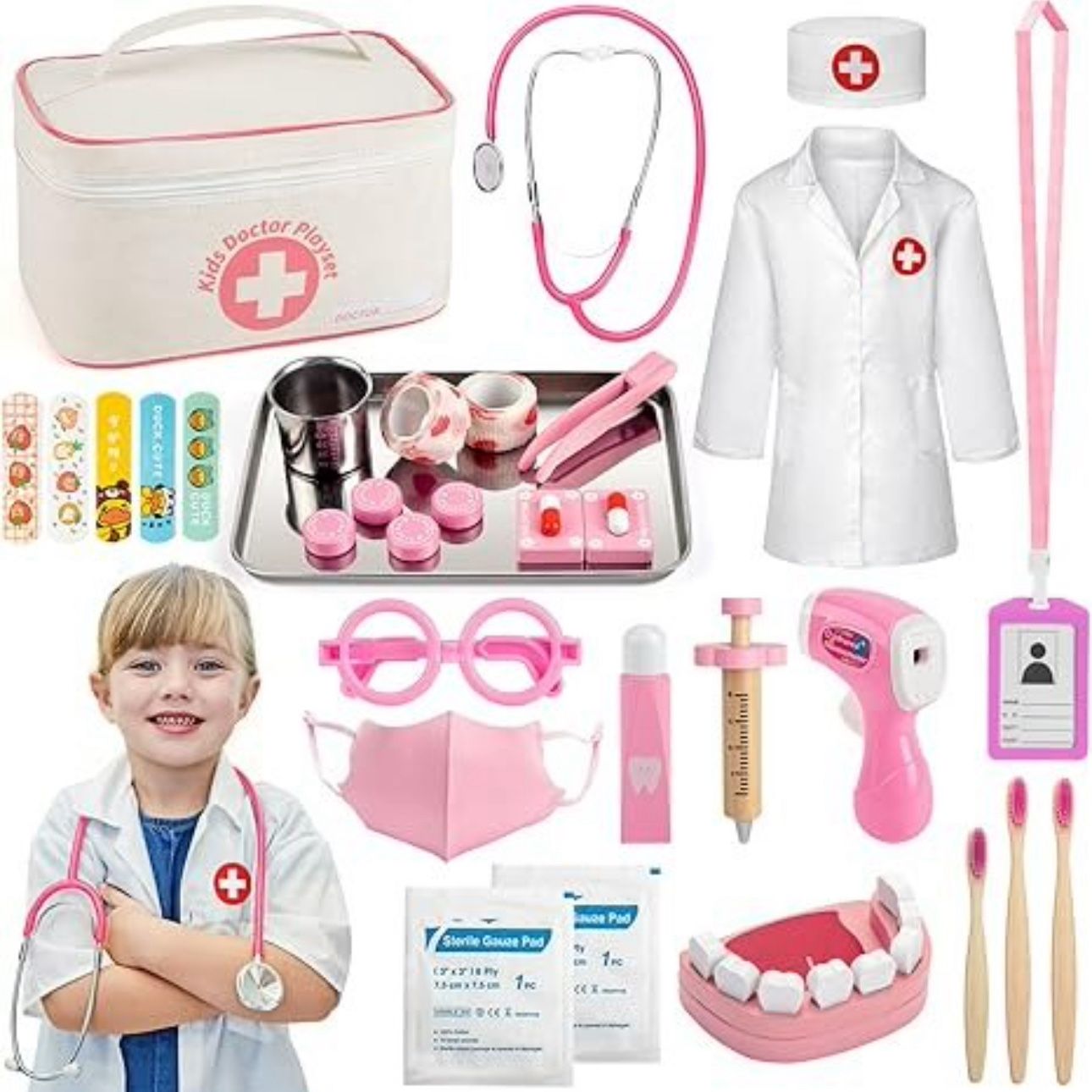 BRAND NEW 32PCS Doctor Pretend Play Toy Set with Medical Storage Bag for Girls Toddler Ages 3+