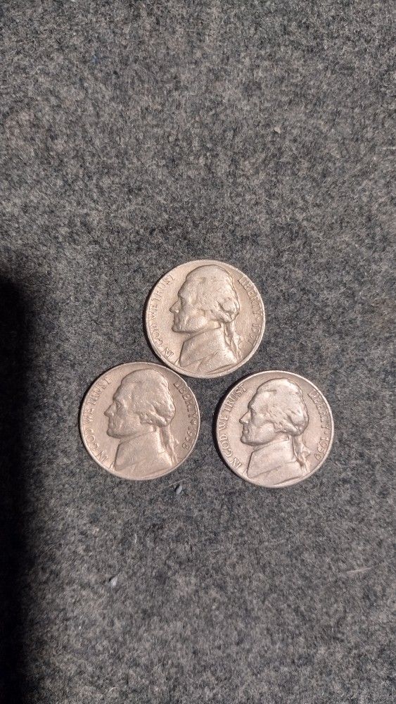 Jefferson Nickels 1957-59 D Minted